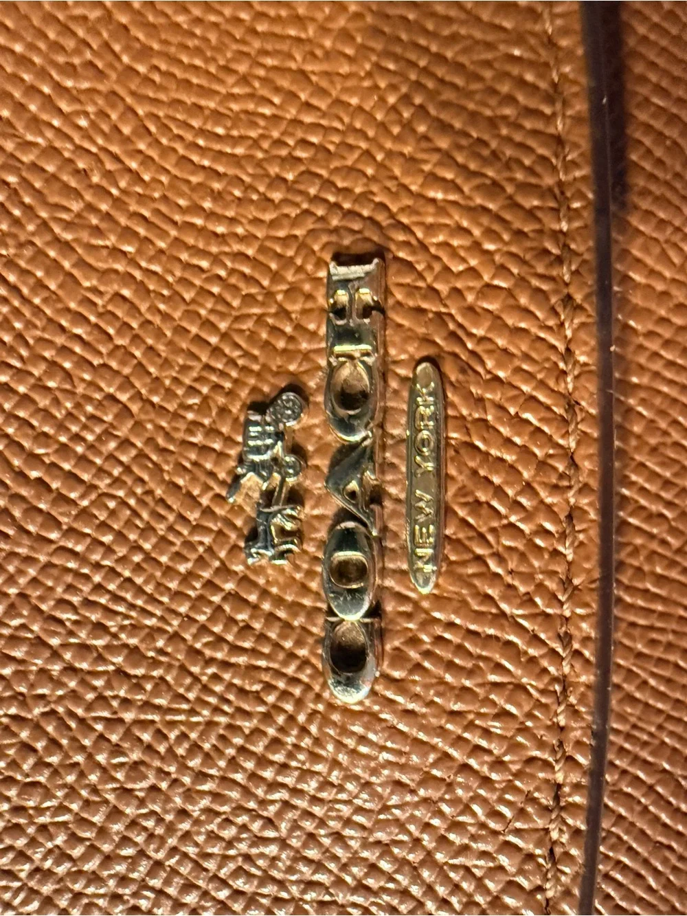 Coach Brown  Pebbled Leather Wallet with Embossed Logo